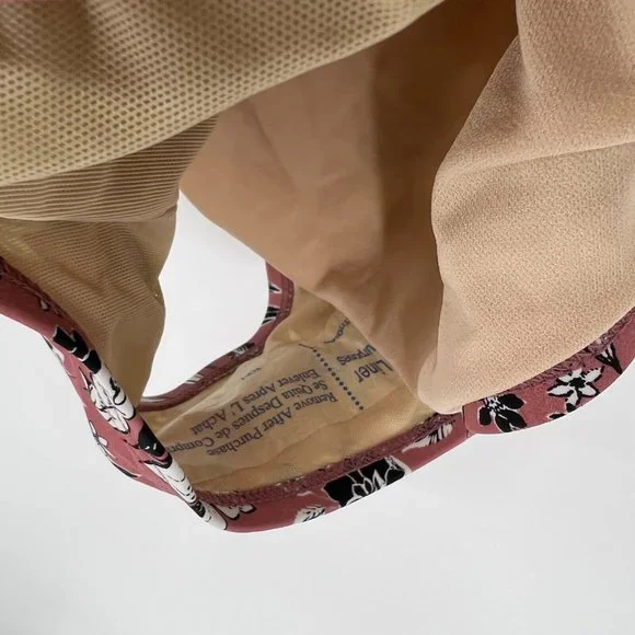 Kona Sol Swimsuit One Piece Pink Floral Print V Neck Side Cinch - Picture 6 of 12